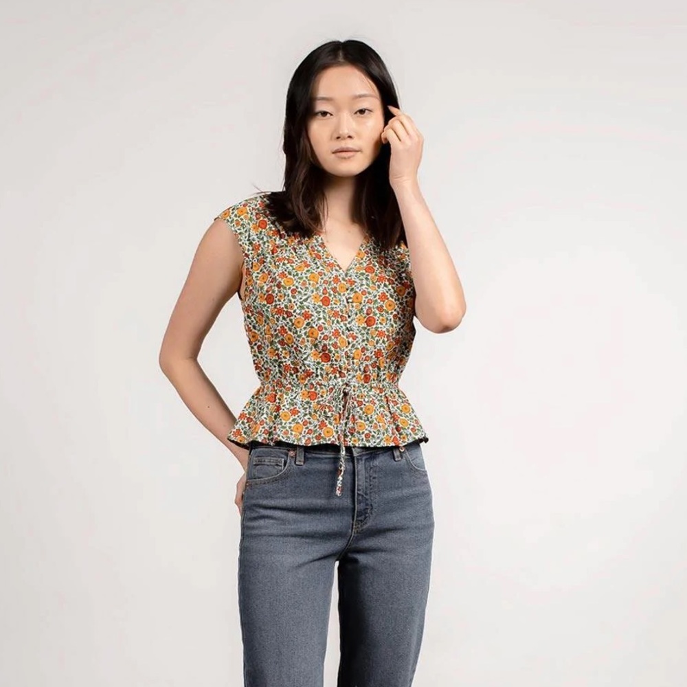 Mauby Top- GATHERED PEPLUM TOP - ALHAMBRA FLORAL